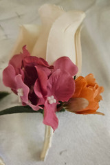 Sunset Wedding Bouquet – 11 Pc Wedding Bouquet Set, Ivory, Pink, Orange, Purple
