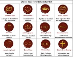 Christian Wax Seal Stamp Head 25mm Brass – Cross, Jesus Fish, God Bless