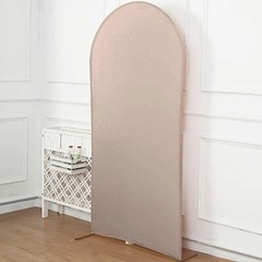 7 ft NUDE Matte Fitted Spandex Round Top Arch Backdrop STAND COVER Party