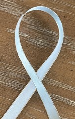 Vintage 3/8″ Ribbon Blue Mist Gold Edge Double Face 100% Polyester 100 Yards