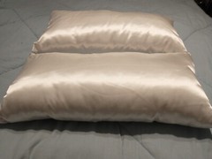 Set 2 Tie Back 20″ x 9″ Polyester Satin Kneeling Pillows White Wedding Boda Lot