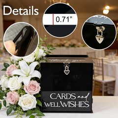 Black Acrylic Card Box Lock Slot Gothic Wedding Reception Money Envelope