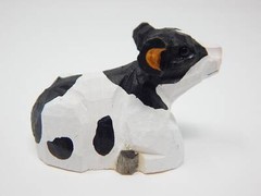Bull Cow Farm Cake Topper Bride Groom Love Wedding Engagement Carved Wood Statue
