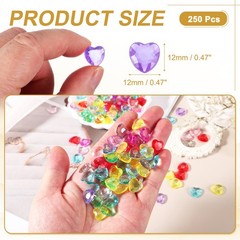 250Pcs Acrylic Heart Gems Heart Shaped Bauble Vase Fillers Ornaments Purple