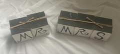 Wooden Table Decorations Set, Wedding Romantic Theme, White & Black, Reusable