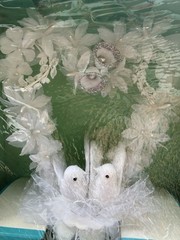 Still In Box Mid century Vintage Coast Wedding Cake Topper Doves Flowers Bells