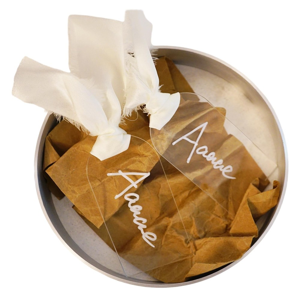 10 PCS Clear Acrylic Place Cards Blanks 3.54″ x 1.77″ Ribbon Name Tags