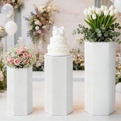 White Metal Pedestal Stands Dessert Cake Display Pillar for Wedding Birthday US