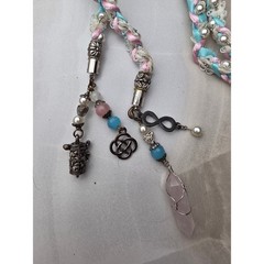 Pastel Handfasting Cord Braided Ribbon Lace Rose Quartz Pentacle Charms 53in D1