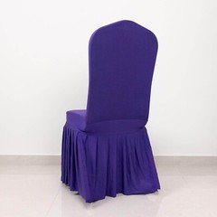 PURPLE Ruffle Pleated Skirt Fitted Spandex Banquet CHAIR COVER Party Decorations