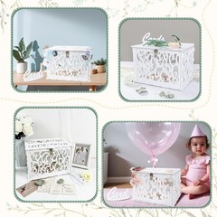 DIY White Wedding Card Box with Lock – Elegant Hollow Design