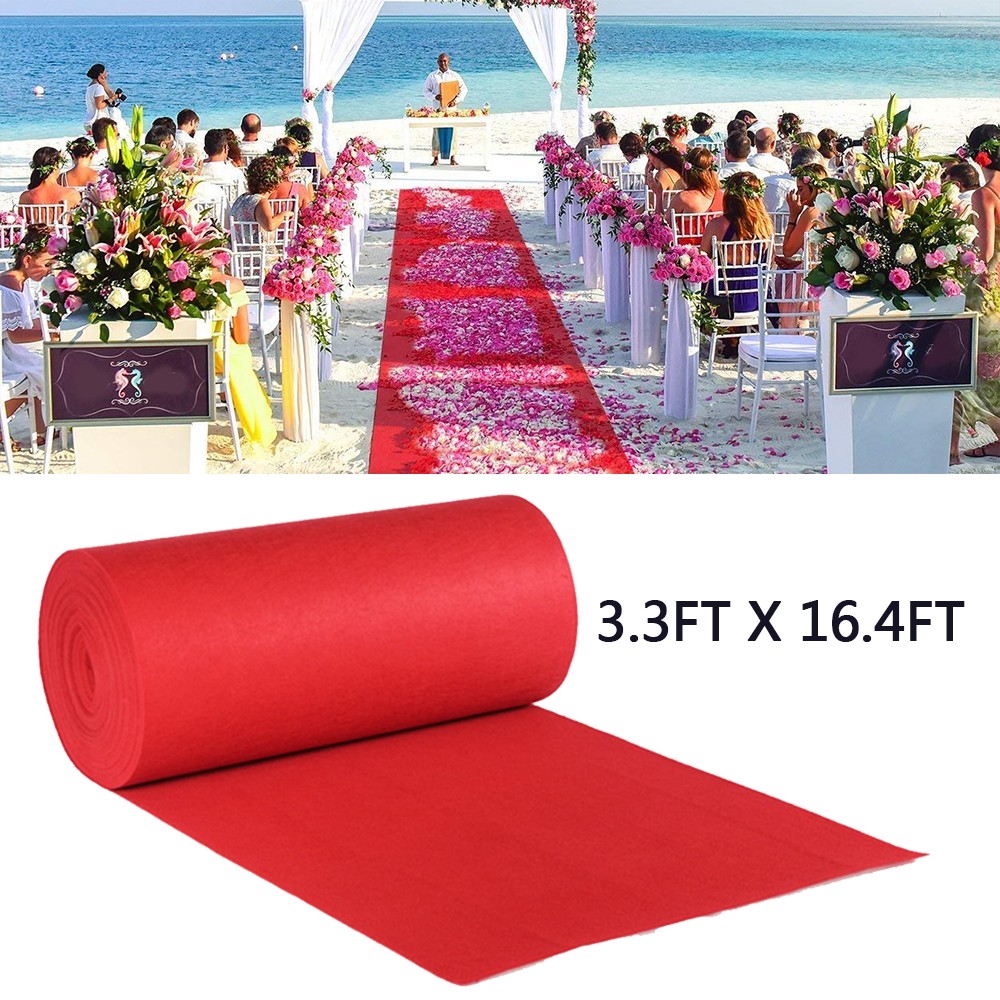 Red Wedding Aisle Runner Floor Carpet 3.3×16.4ft/39.4ft for Ceremony Banquet