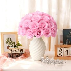 MEIVINES Glitter Roses Bouquet,Birthday Gifts for Women Mom,DIY Fake Pink