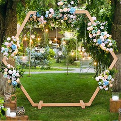 Strong 96″ Large Flower Balloon Hexagon Arch Wood Background Wedding Stand Decor