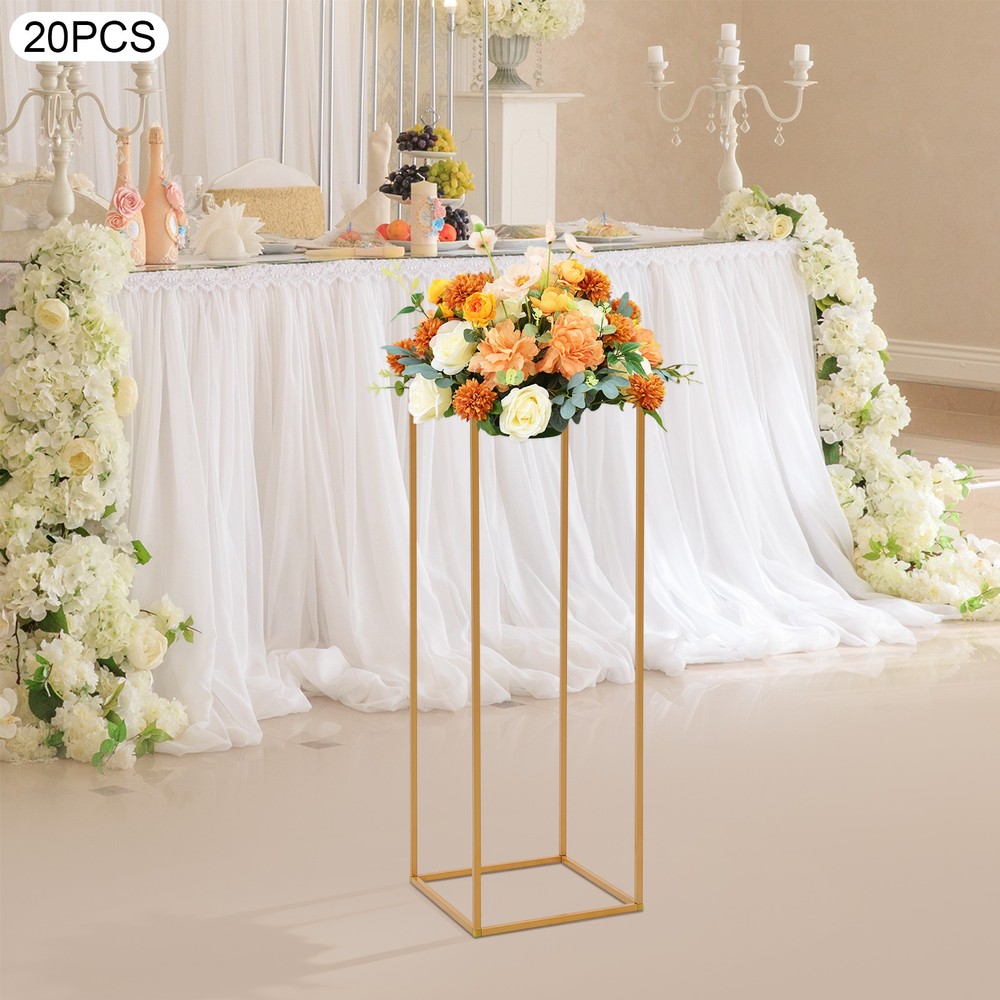 Gold 20 PCS Geometric Flower Stand For Wedding, Flower Stand 10.63*10.63*31.5in