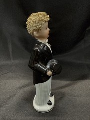 Vintage Lefton Porcelain Groom man in tuxedo pinstripe pants spaghetti hair 941