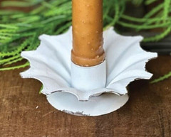 NEW SHABBY WHITE FLOWER Taper Candle Holder 3.5″ Wide Metal Chippy Cottage Chic