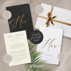 Classic White & Black Wedding Vow Books – 28 Pages, Perfect for Your Day