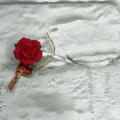 Glass Baron Red Long Stem Rose «I Love You» Gold Accent Y-S2 808-R5