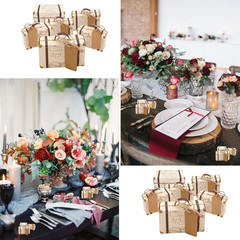 100Pcs Suitcase Candy Boxes, Party Favor Candy Box, Vintage Kraft Paper Gift Bag