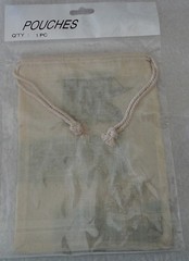 6 Ivory 5×7″ Muslin Leave Leaves printed on front Drawstring Beaded Favor Bags