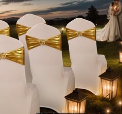 100 Spandex Stretch Chair Sashes Bow with Slider Buckle Wedding NW