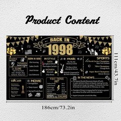 28th Decorative Cloth for Women or Men, Birthday Banner With Holes, Built-in …