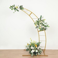 7 ft GOLD Half Crescent Moon Floral Display Frame Arch BACKDROP STAND Party