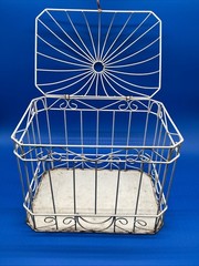 Vintage White Wire Bird Chubby Chic Wedding Card Box Decor Metal Scrollwork