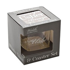 Wedding Whisky Glass and Coaster Set – Boxed Thank You Gift – Usher