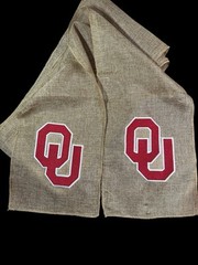 University of Oklahoma (OU) Burlap Chair Sash / Wreath Sash (2 Logos) 55k Stitch