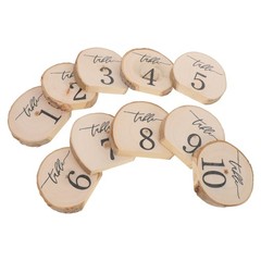 10Pcs Natural Wood Rustic Table Numbers Semi Circle Signs for Wedding Reception