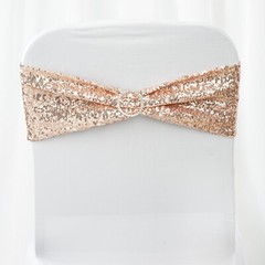 10 Blush Spandex Sequined CHAIR SASHES Ties Wraps Wedding Party Decorations