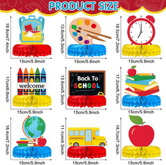 9 Pieces Back to School Table Centerpieces First Day of School Honeycomb Centerp