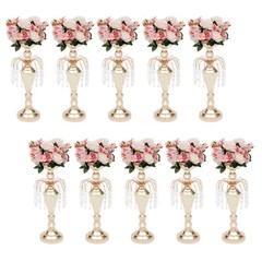 17.7in Height 10 Pcs Versatile Metal Wedding Centerpieces Vase& Pillar Candle