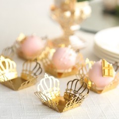 Gold 50 Metallic 4″ Crown Mini Square Paper Cupcake Dessert Liners Party Events