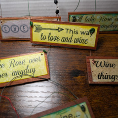 Lot of 46 Handmade Rustic Wine Wedding Favor Signs Guest Gifts Engagement Decor