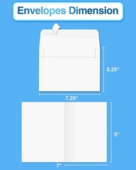 Blank-Cards-and-Envelopes 60 Pack – 5 x 7 Folded Cardstock with A7 White Enve…