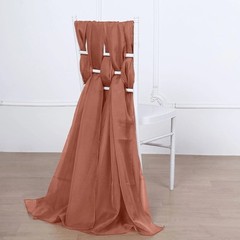 5 Terracotta Premium Chiffon Wide CHAIR SASHES Wedding Reception Decorations