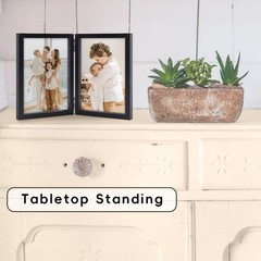 8×10 Picture Frames Double Black Photo Frame Folding Vertical Stand Display S…
