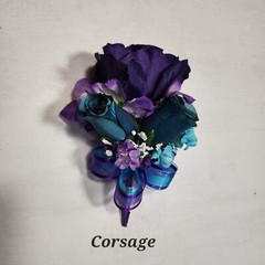 Purple Teal Navy Blue Rose Tiger Lily Bridal Wedding Bouquet Accessories