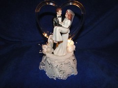 New Lighted Wedding Cake topper with Bride & Groom Over the Threshold