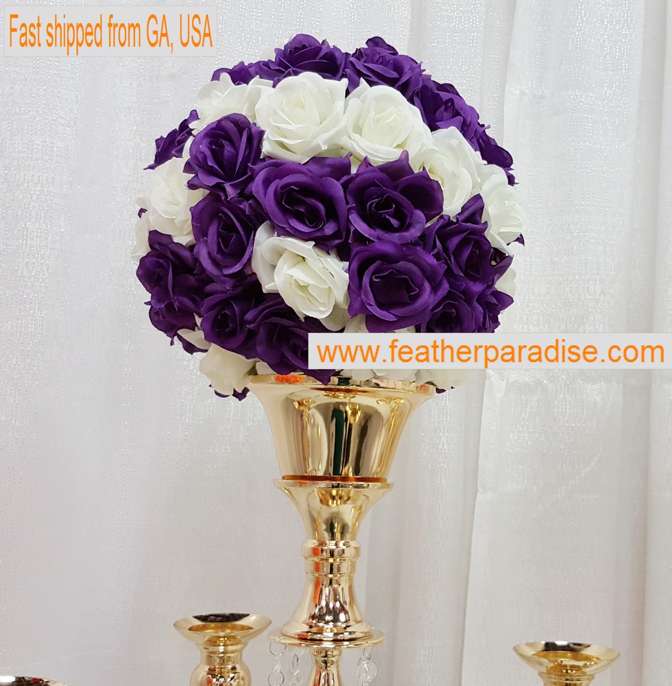 Purple & Ivory Rose Flower Pomander Wedding Kissing Ball 9-10 inches USA Seller