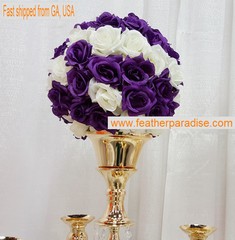 Purple & Ivory Rose Flower Pomander Wedding Kissing Ball 12 inches Two Halves