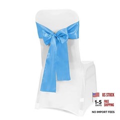 PCS Satin Chair Sashes Bows for Wedding Reception- Universal 50 Aqua Blue