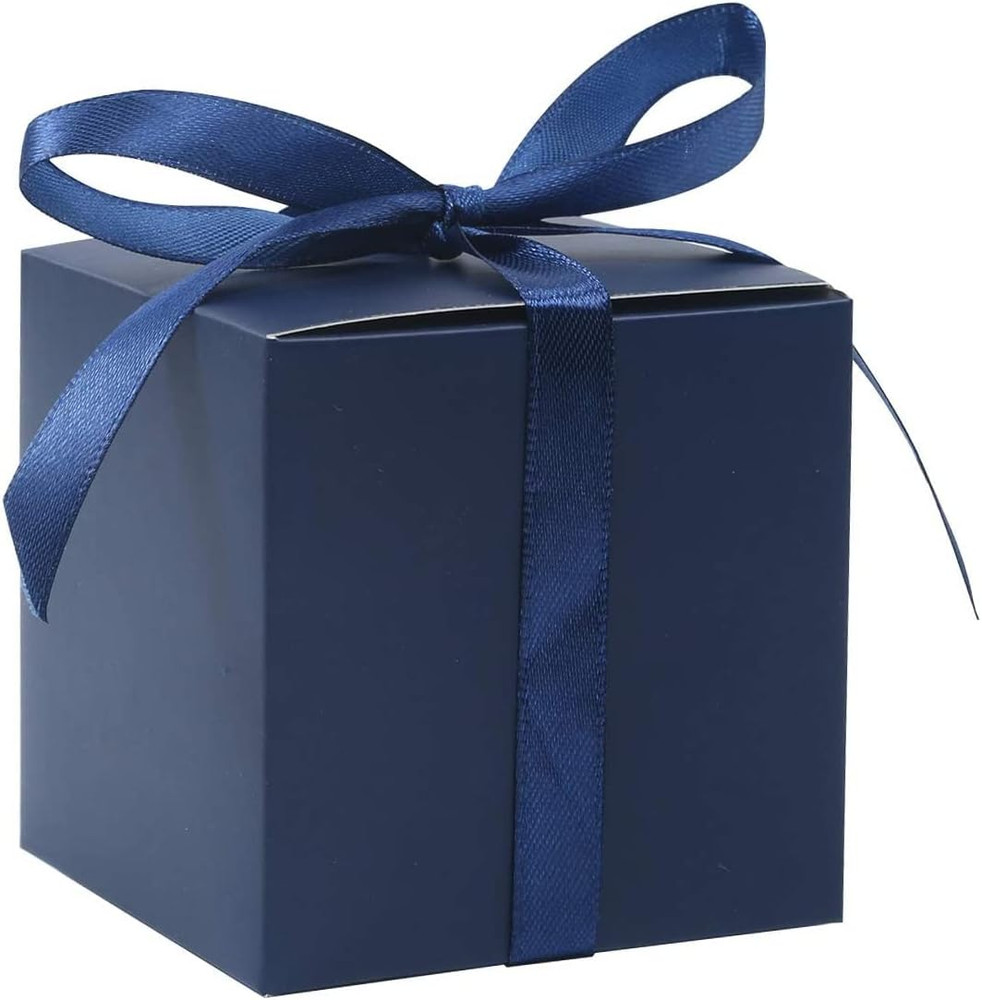 25Pcs Wedding Favor Boxes, Paper Gift Boxes 3X3X3 Inches Small Gift Boxes with R