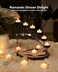 24pcs Battery Operated Tea Lights with 24-Pack Warm White Light, White Shell