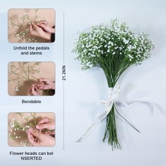 15Pcs Long Stem Artificial Baby Breath Flowers Real Touch Silk Gypsophila
