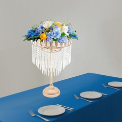 Gold Flower Stand with Hanging Crystal Strips 70cm Wedding Party Table Decor