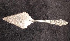 Ornate Silver Wedding Cake Server Elles Italy. Serrated edges. High shine.
